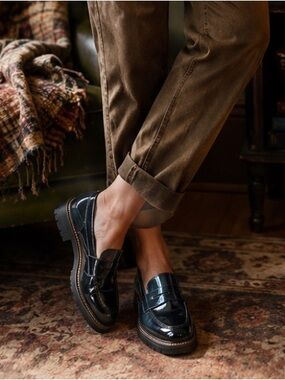 Dream Pairs Black Vegan Patent Leather Penny Loafers